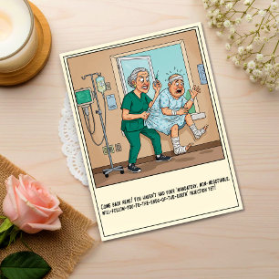 Angry Nurse Stops Patient Window Escape Get Well Postcard