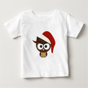 Angry Owl wearing Santa Hat Baby T-Shirt