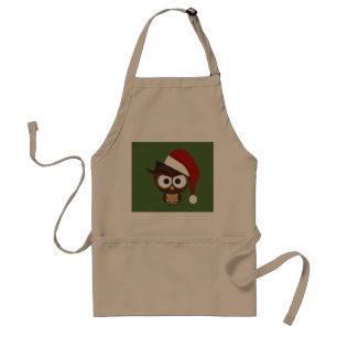 Angry Owl wearing Santa Hat Standard Apron