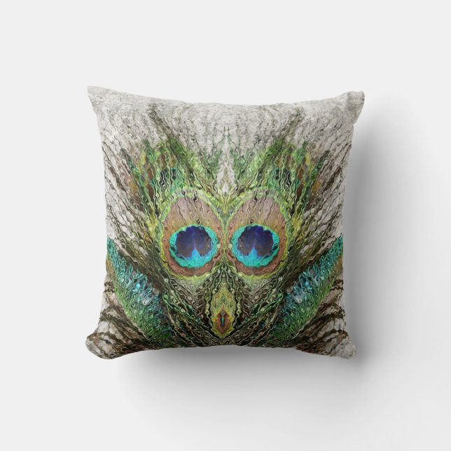 Angry Peacock Abstract Art Cushion (Front)
