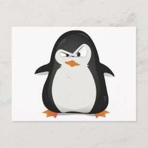 Angry penguin design postcard
