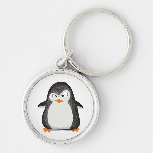 Angry Penguin Glitter Photo Print Key Ring (Front)