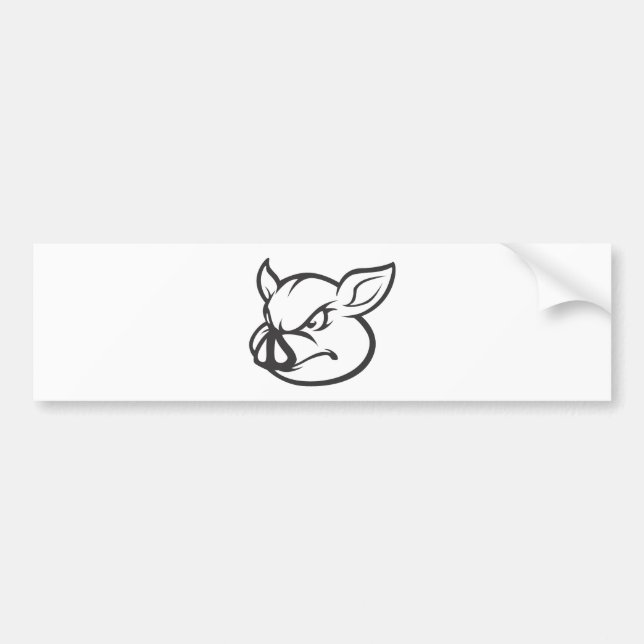 Angry Pig Illustration Bumper Sticker (Front)