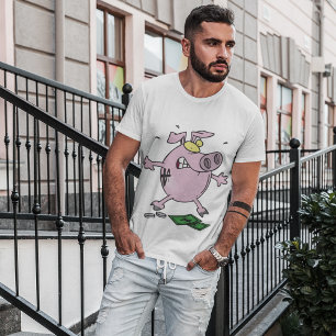 Angry Pink Piggy Bank Funny Stressed Pig T-Shirt