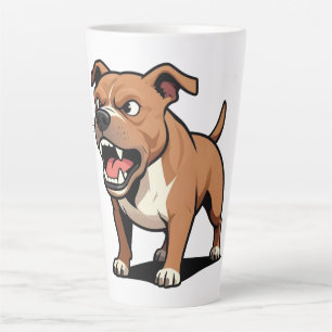 Angry Pitbull Cartoon Dog Brown Snarling Latte Mug