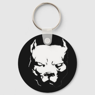 Angry Pitbull Dog Key Ring