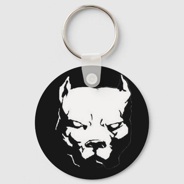 Angry Pitbull Dog Key Ring (Front)
