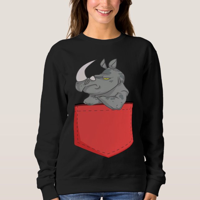 Angry Pocket Rhino   Rhino In Pocket For Kids Sweatshirt (Front)