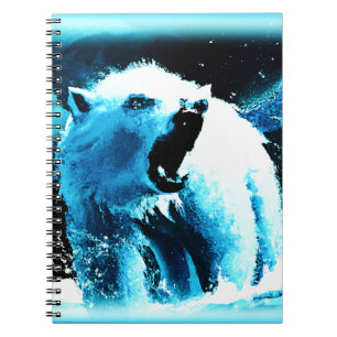 "Angry Polar Bear" Cute Painting. Buy Now Notebook