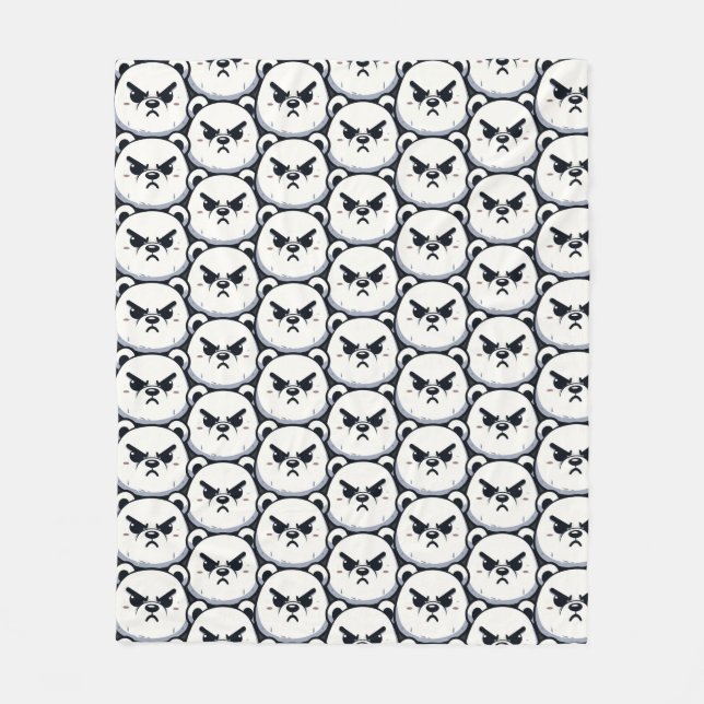 Angry Polar Bear Design Fleece Blanket (Front)