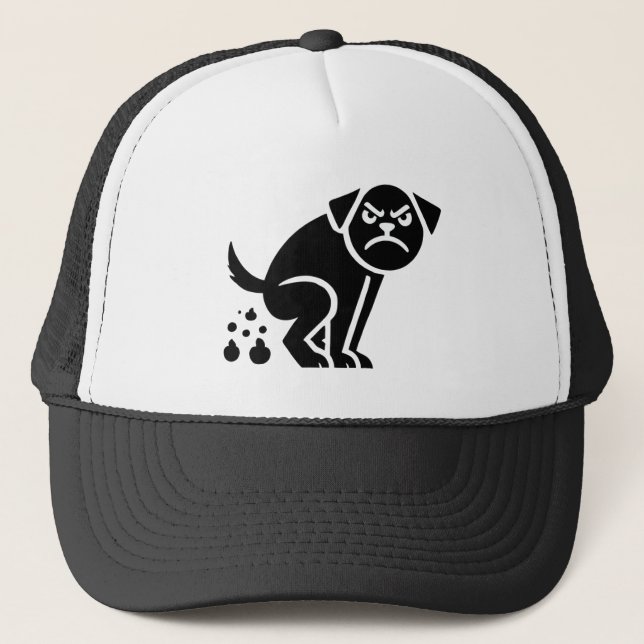 Angry Pooping Dog Trucker Hat (Front)