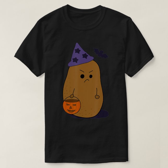 Angry Potato  Funny Halloween Grumpy Potato Wizard T-Shirt (Design Front)