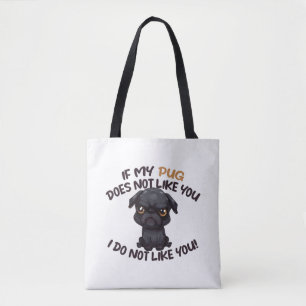 Angry Pug (Black) - Unique Design   Tote Bag