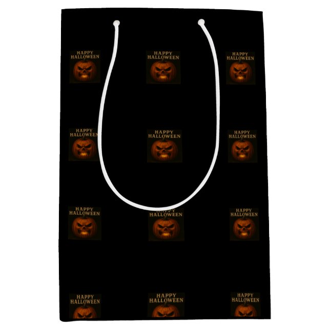 Angry Pumpkin Halloween Medium Gift Bag (Front)