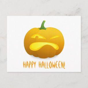 Angry Pumpkin White Background Postcard