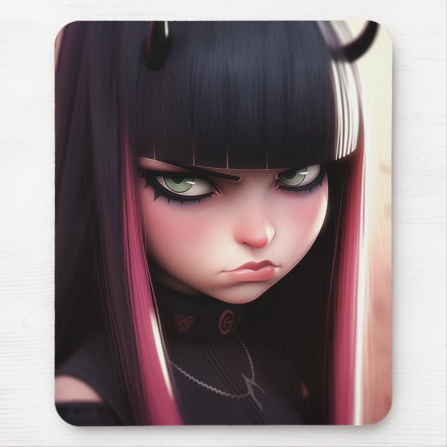 Angry Punk Rocker Girl Mouse Pad (Front)