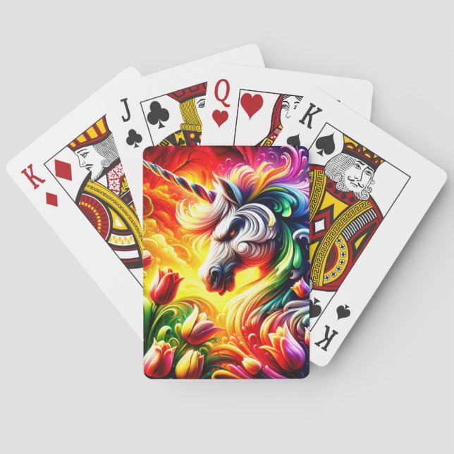 Angry Rainbow Unicorn Playing Cards (Back)