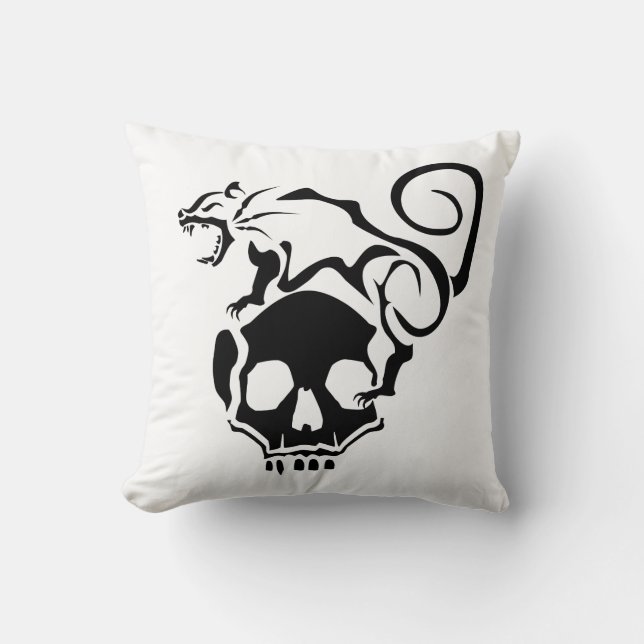 Angry Rat On an Evil Skull Cushion (Front)