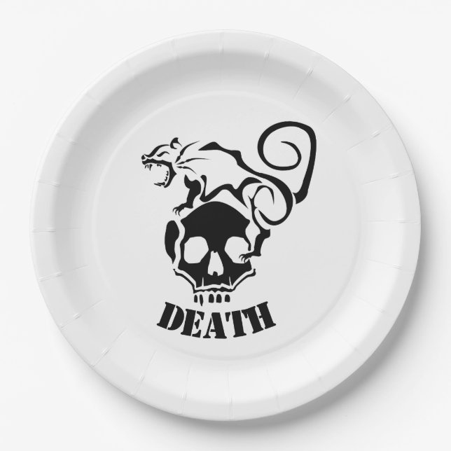 Angry Rat On an Evil Skull Paper Plate (Front)