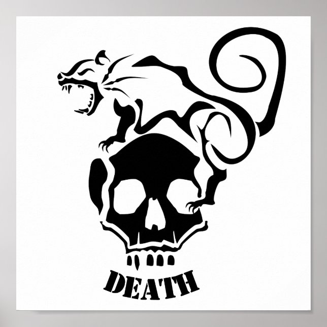Angry Rat On an Evil Skull Poster (Front)