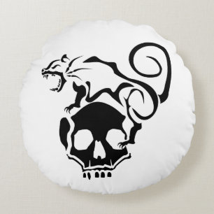 Angry Rat On an Evil Skull Round Cushion