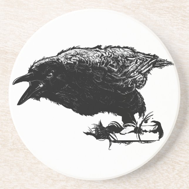 Angry Raven in Black Pick Your Background Coaster (Front)