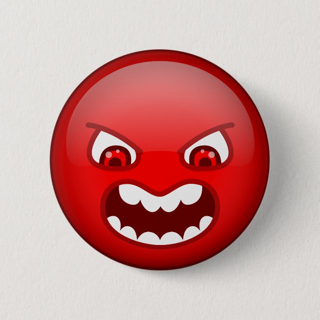 Angry red 6 cm round badge (Front)