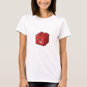 Angry Red Building Brick Character Illustration T-Shirt