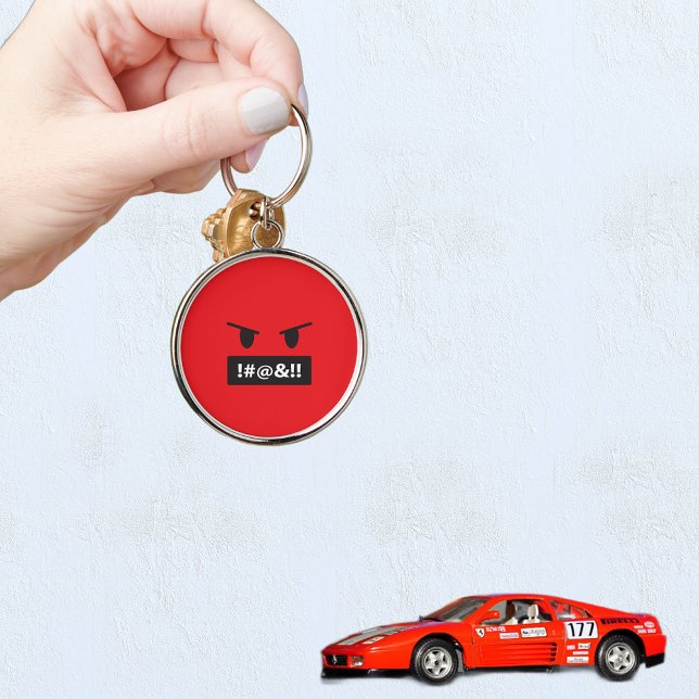 Angry Red Face Cursing Emoji Key Ring (Creator Uploaded)