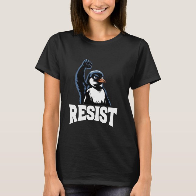 Angry Resist Penguin Protest T-Shirt (Front)