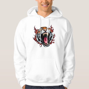 Angry Roaring Tiger Face Hoodie