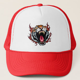 Angry Roaring Tiger Face Trucker Hat