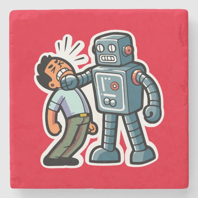 Angry Robot Stone Coaster (Front)