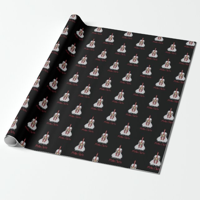 Angry Rooster Mother Clucker Wrapping Paper (Unrolled)