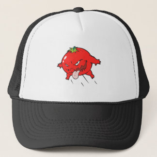 angry rotten tomato cartoon character trucker hat