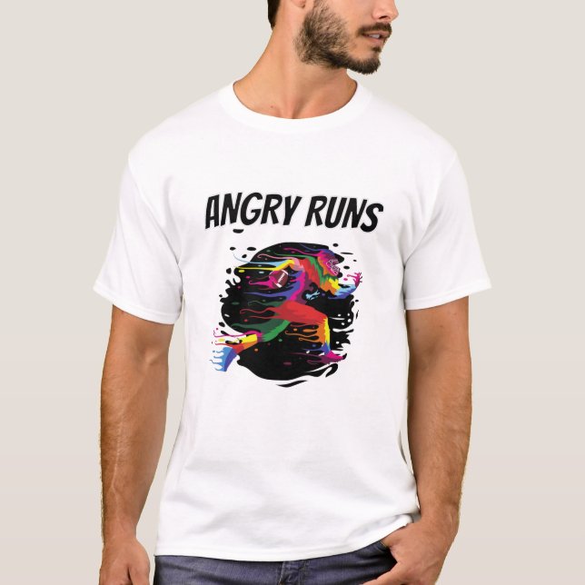 Angry Runs, Good Morning Football, Football Lovers T-Shirt (Front)