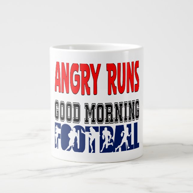Angry Runs Good Morning Football Large Coffee Mug (Front)