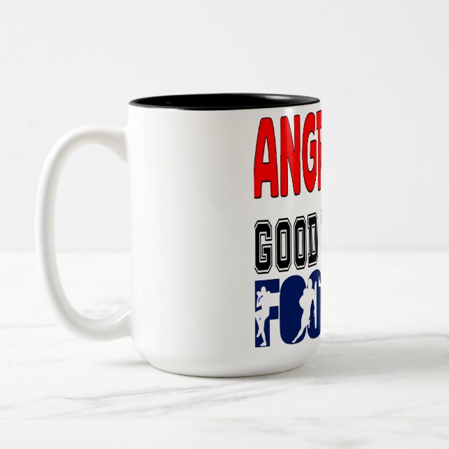 Angry Runs Good Morning Football Two-Tone Coffee Mug (Left)
