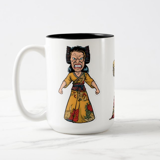 Angry Samurai Warrior – Rage and Honour Two-Tone Coffee Mug (Left)