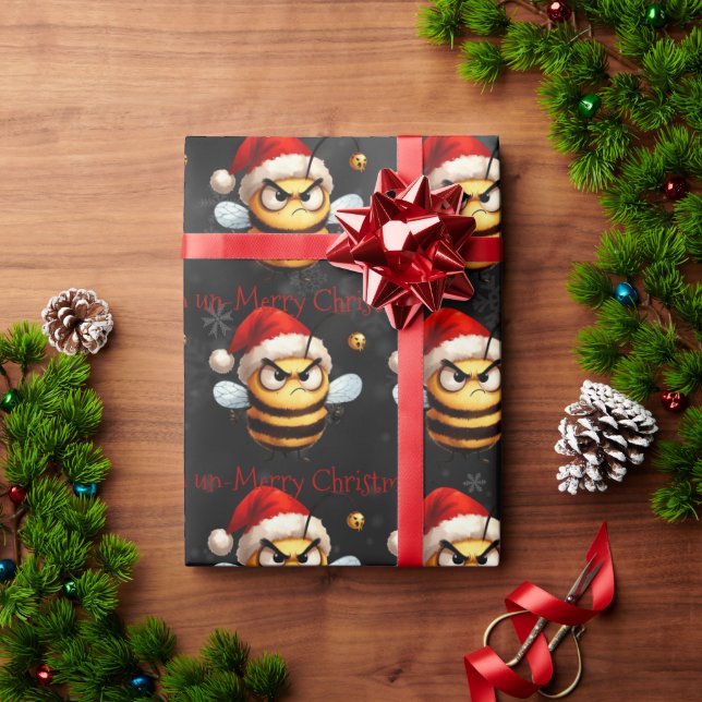 Angry Santa Bee Have An Un-Merry Christmas Funny Wrapping Paper (Holiday Gift)