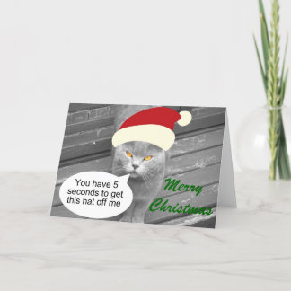 Angry Santa Cat Holiday Card