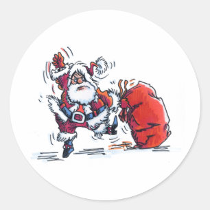 Angry Santa large round stickers