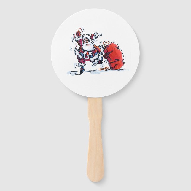 Angry Santa round hand fans (Front)
