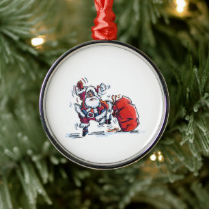 Angry Santa round premium ornament