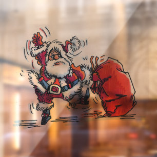 Angry Santa see-thru window cling back stick
