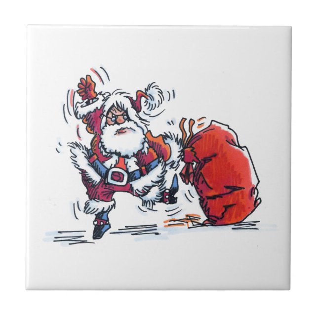 Angry Santa small ceramic tile (Front)