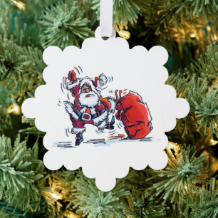 Angry Santa snowflake paper ornament