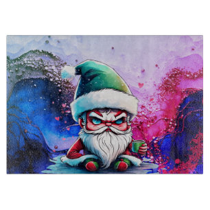 Angry Santa with a Cup of Coffee Cutting Board