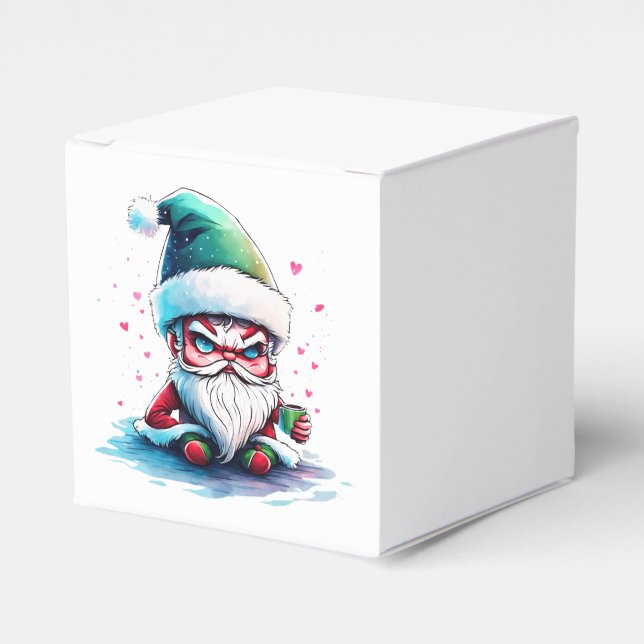 Angry Santa with a Cup of Coffee Favour Box (Front Side)
