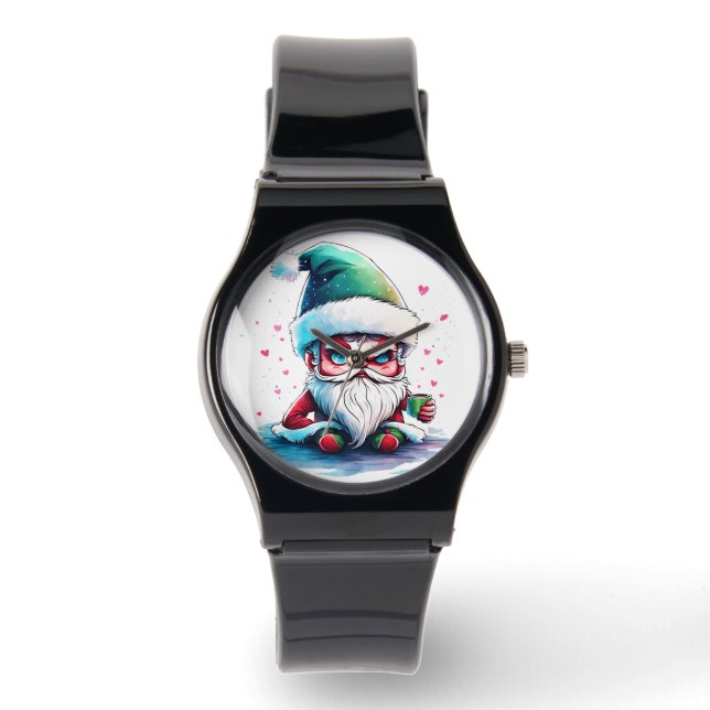 Angry Santa with a Cup of Coffee Watch (Front)